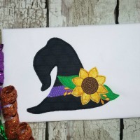 Witch Hat with Sunflower Machine Applique Design